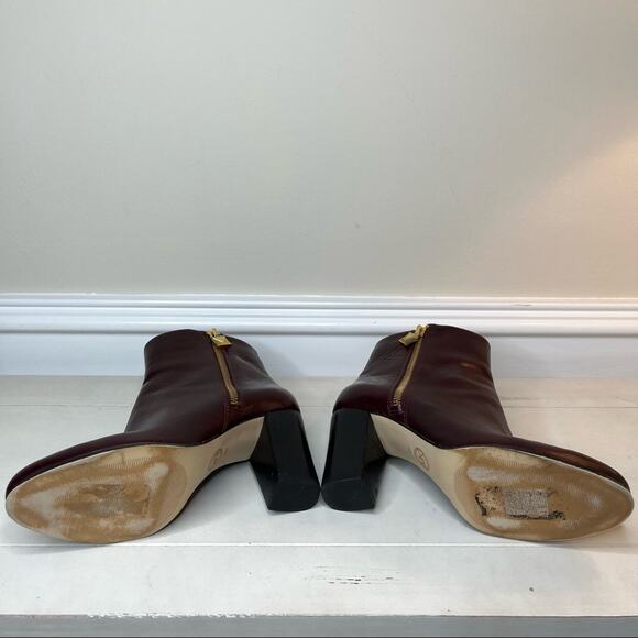 Michael Kors Margaret Burgandy Leather Ankle Bootie Size 9 - Picture 6 of 6